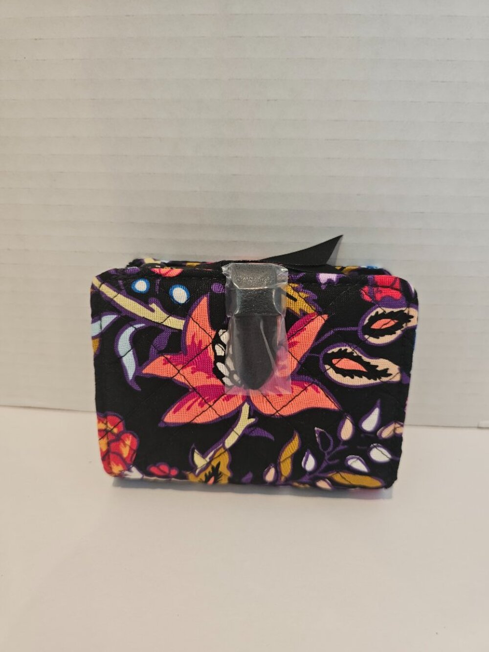 NWT Vera Bradley Iconic RFID Small Wallet Foxwood Animal Floral Black Orange Red